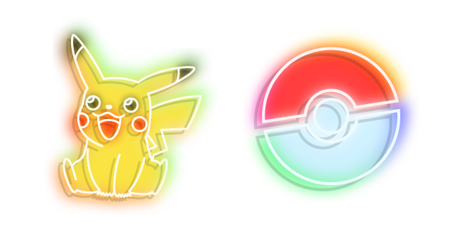 Pikachu y una pokeball en luces de neón